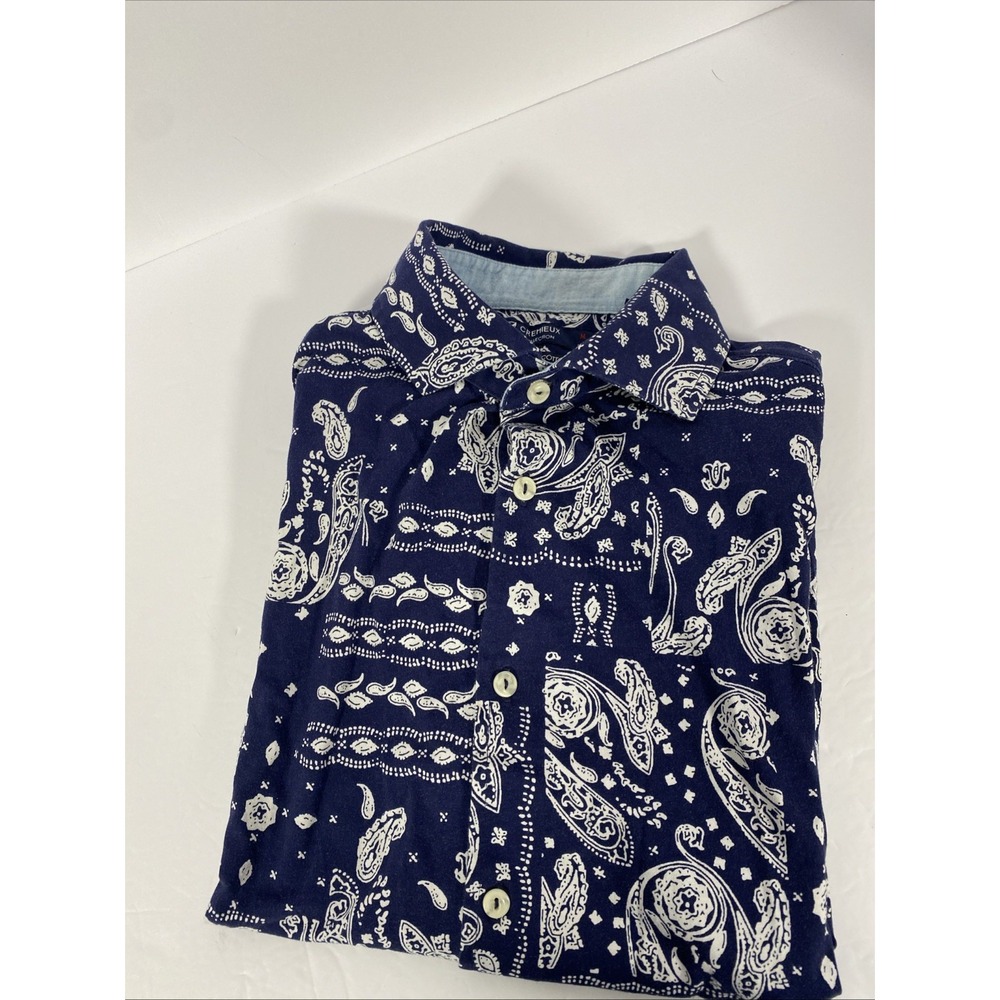 Daniel Cremieux Men Shirt Medium S/S Button Supima Cotton Paisley Q1